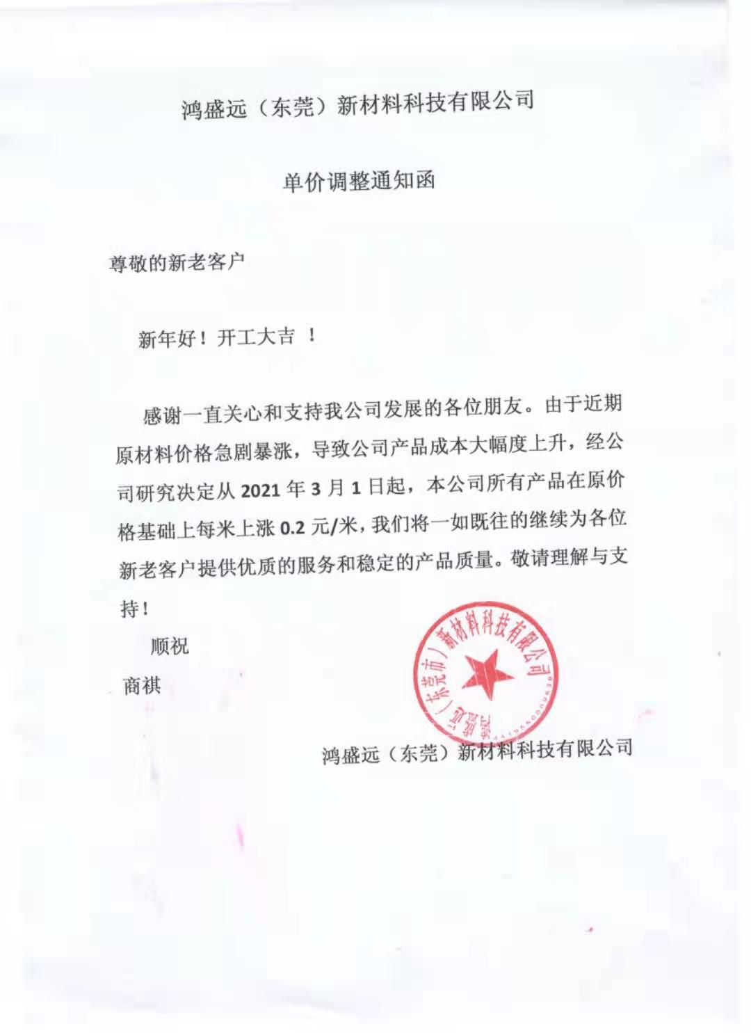 編織套管調(diào)價(jià)函